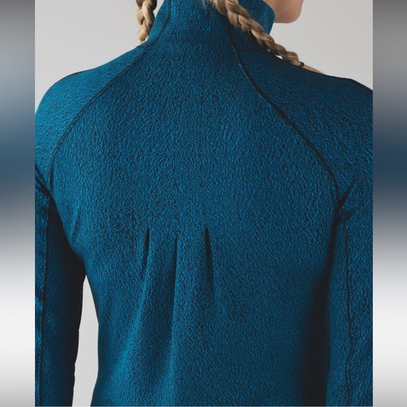 Lululemon Rush Hour 1/2 Zip Running Luon Spray Jacquard Shocking Blue Black sz 6 - Picture 3 of 13